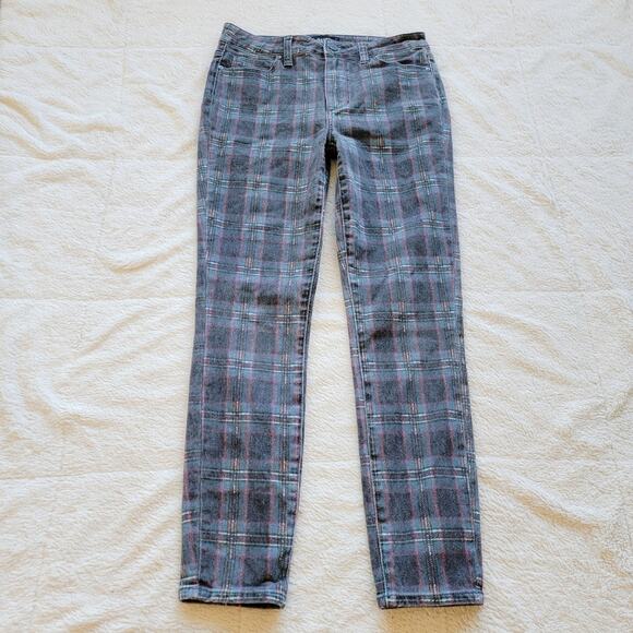 Anthro Paige Plaid Hoxton Ankle Length Skinny Leg Jeans - Picture 2 of 6